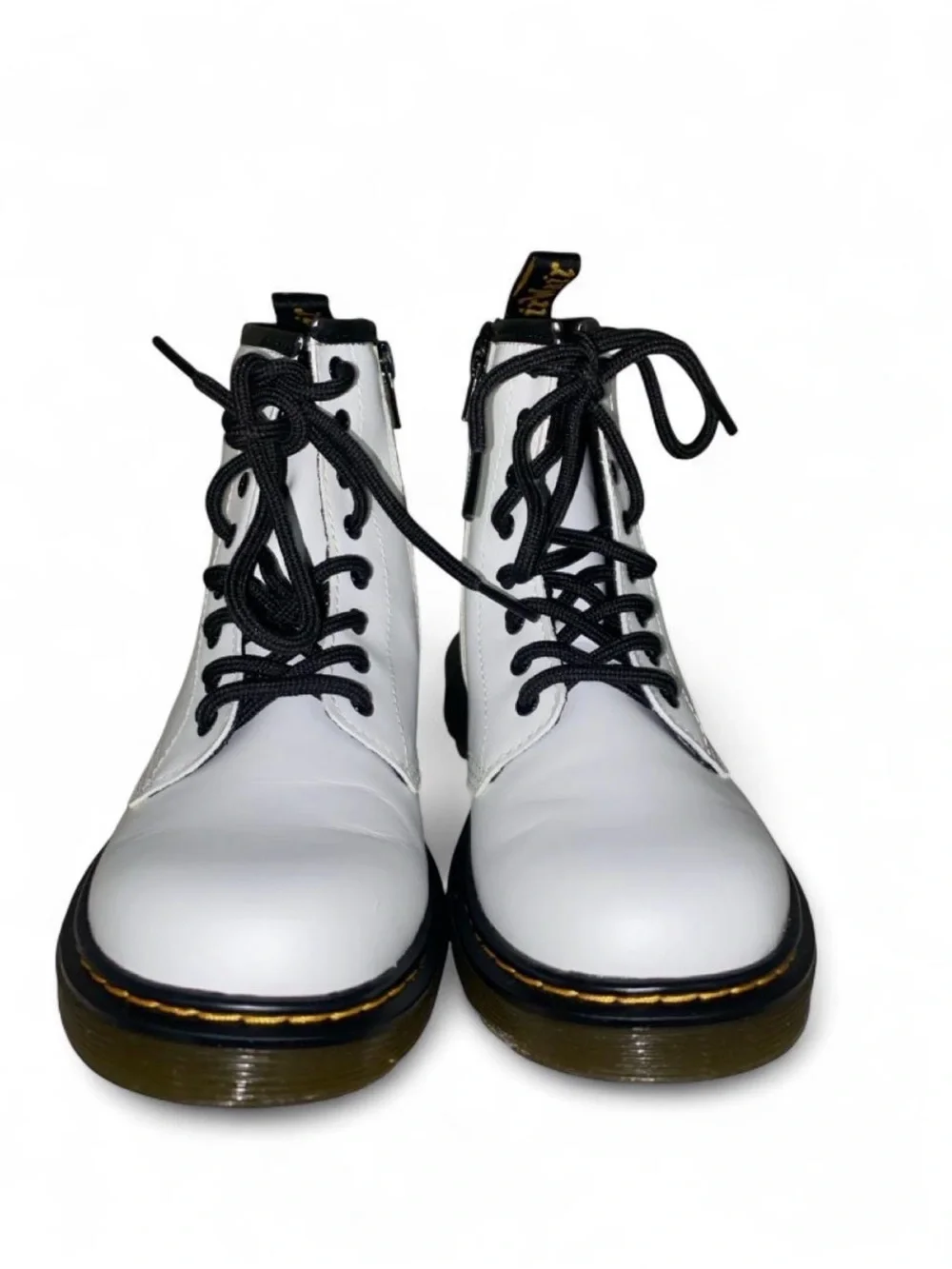 White Dr. Martens 1460 Kids-Youth Boots With Black Laces in Size 3